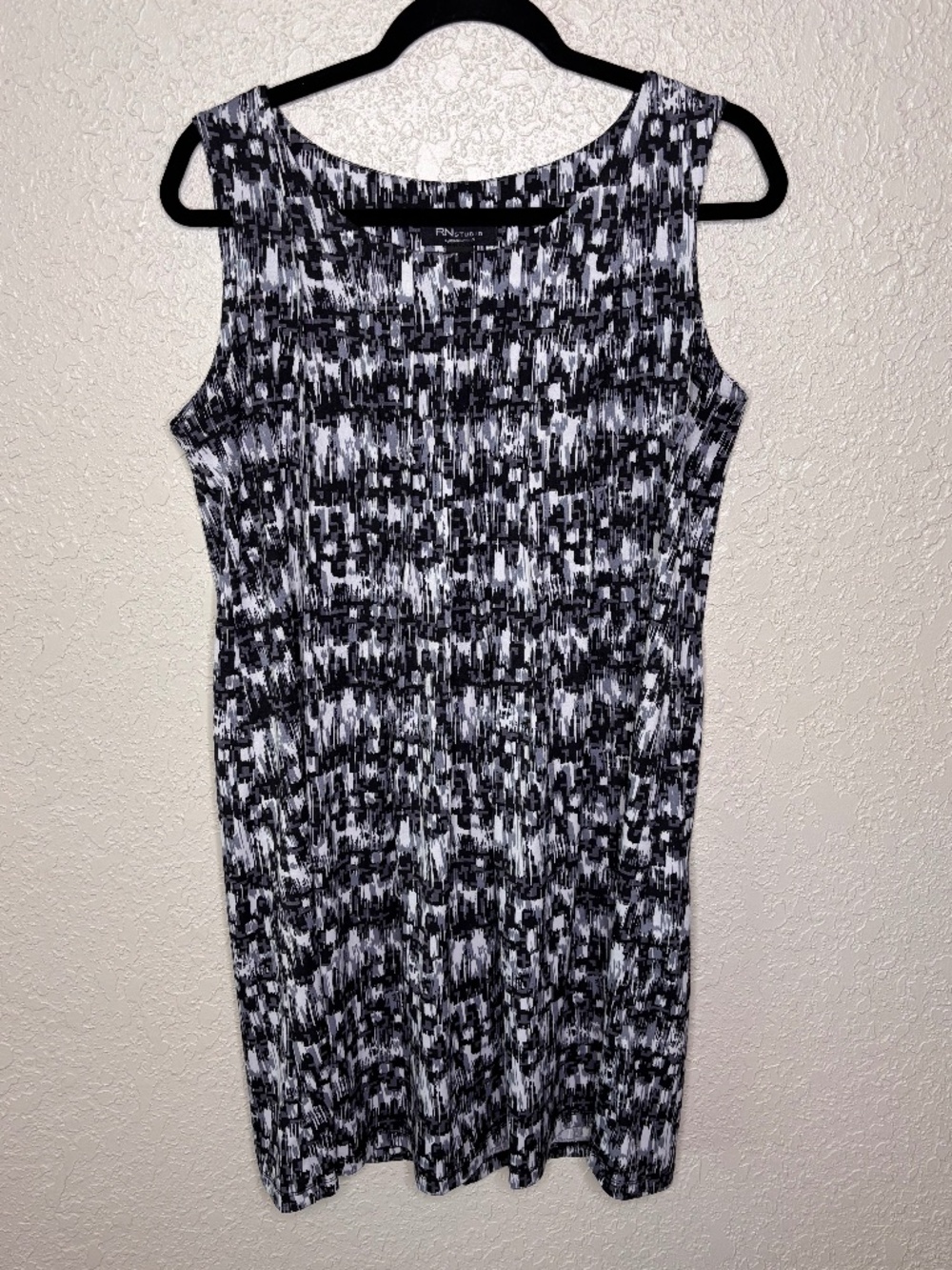 RN by Ronni Nicole Black Gray White Geometric Print Dress Women's Size M